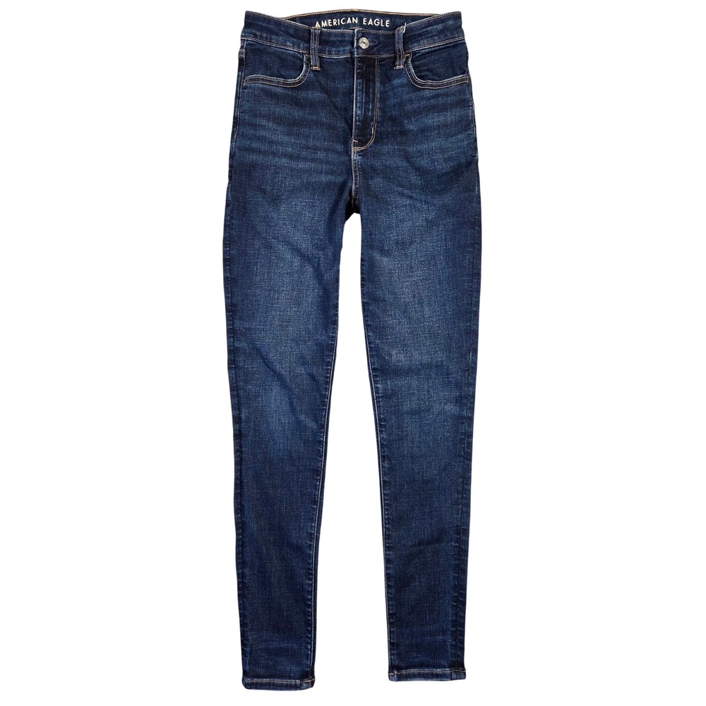 American Eagle Super High-Rise‎ Jegging Jeans Dark Wash Skinny 2 Regular Boho